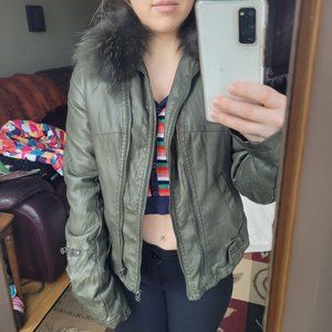 Real fur collar jacket